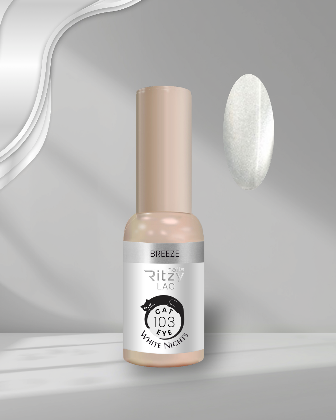 Ritzy Nails White Nights gel polish CAT EYE BREEZE 103 geelilakka, 9 ml