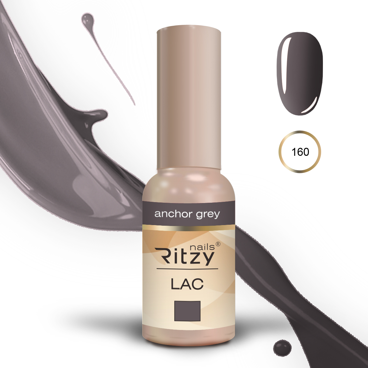 Ritzy Nails gel polish Lac ANCHOR GREY 160 (TPO FREE) 9 ml, geelilakka